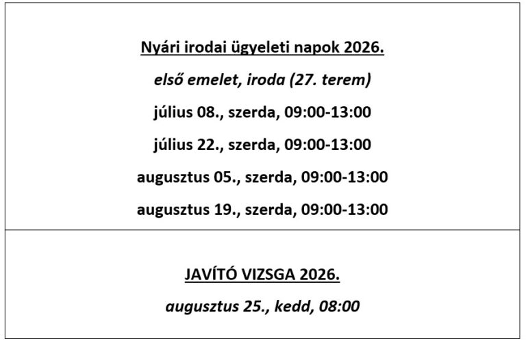 Nyári ügyelet